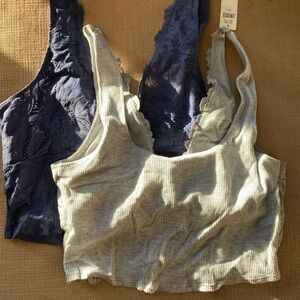 NWT - Grey and Blue Crop Tops - S/M Aerie